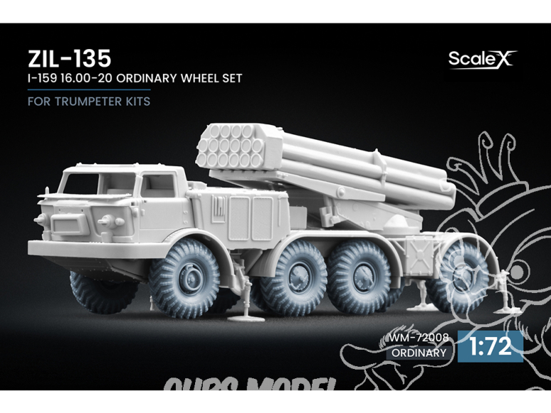ScaleX accessoire militaire WM-72008 ZIL-135 I-159 set de roues ordinaires Trumpeter 1/72