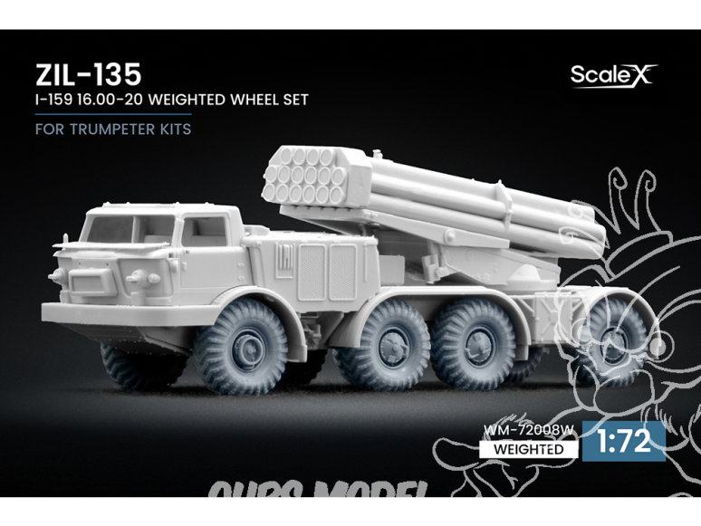 ScaleX accessoire militaire WM-72008W ZIL-135 I-159 set de roues affaissées Trumpeter 1/72