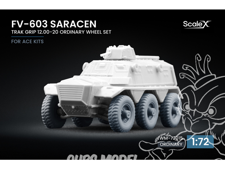 ScaleX accessoire militaire WM-72015 FV-603 Saracen TRAK GRIP 12.00-20 set de roues ordinaires Ace 1/72