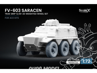 ScaleX accessoire militaire WM-72015W FV-603 Saracen TRAK GRIP 12.00-20 set de roues affaissées Ace 1/72