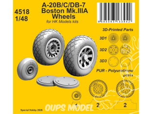 CMK kit resine 4518 Roues pour A-20B/C/DB-7 Boston Mk.III pour kits HK Models 1/48
