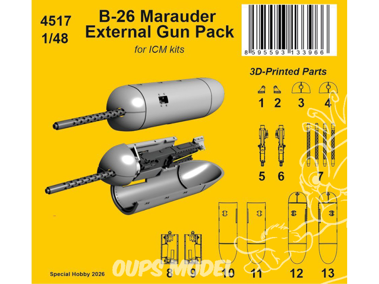 CMK kit resine 4517 Pod de canon externe pour Marauder pour kits ICM 1/48