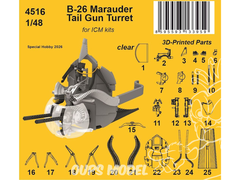 CMK kit resine 4516 Tourelle de queue pour B-26 Marauder pour kits ICM 1/48