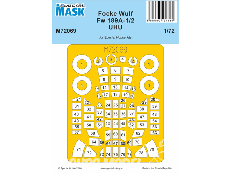 Special Hobby Masque avion M72069 Focke Wulf Fw 189A-UHU pour spécial hobby 1/72