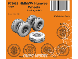 Special Hobby 3D Print militaire P72052 Roues pour HMMWV Humvee kit Dragon 1/72