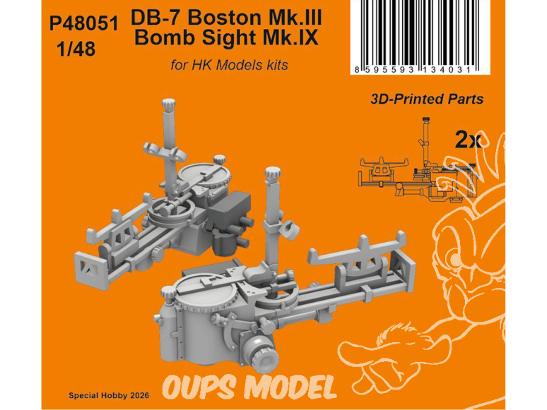Special Hobby 3D Print P48051 Viseur de bombardement Mk.IX pour DB-7 Boston Mk.III pour kits HK 1/48