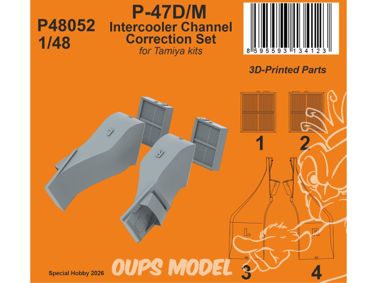 Special Hobby 3D Print P48052 Kit de correction du conduit d'échangeur pour P-47D/M Set kits Tamiya 1/48