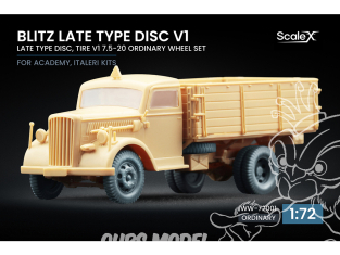 ScaleX accessoire militaire WW-72001 Opel Blitz Late Type Disc v1 set de roues ordinaires Academy / Italeri 1/72