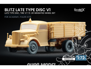 ScaleX accessoire militaire WW-72001W Opel Blitz Late Type Disc v1 set de roues affaissées Academy / Italeri 1/72