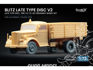 ScaleX accessoire militaire WW-72002 Opel Blitz Late Type Disc v2 set de roues ordinaires Academy / Italeri 1/72