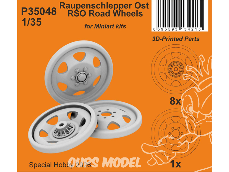 Special Hobby 3D Print militaire P35048 Roues de route Raupenschlepper Ost (RSO) pour kits MiniArt 1/35