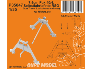 Special Hobby 3D Print militaire P35047 7,5 cm Pak 40/4 affût RSO blocage canon route avant et arrière kits MiniArt 1/35
