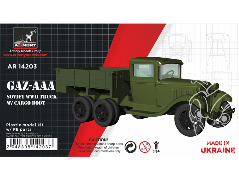 Armory Models maquette militaire AR14203 GAZ-AAA Camion cargo Soviétique WWII 1/144