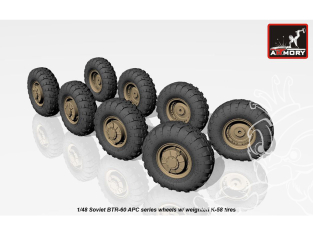 Armory Models kit d'amélioration AC4801 BTR-60 APC roues affaissées avec pneus K-58 affaissées Soviétique 1/48