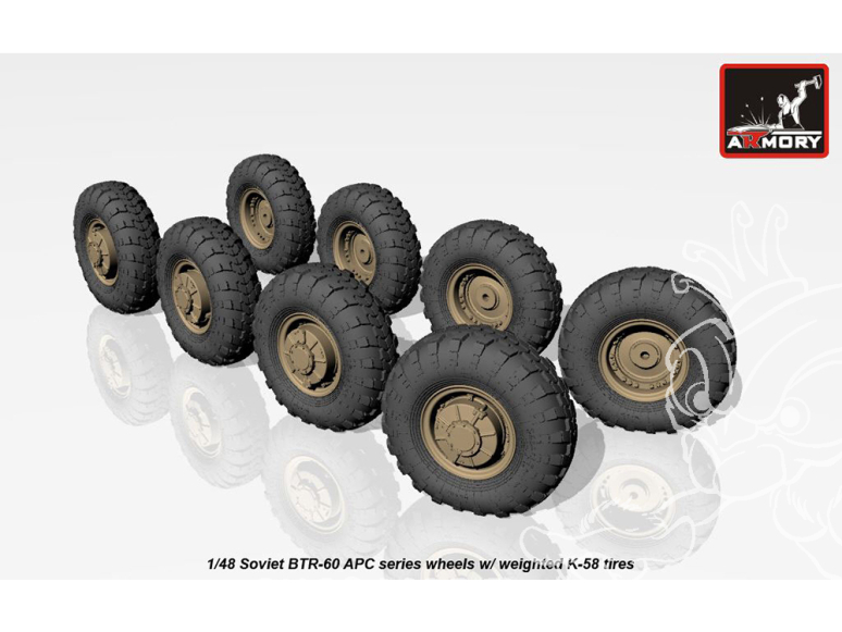 Armory Models kit d'amélioration AC4801 BTR-60 APC roues affaissées avec pneus K-58 affaissées Soviétique 1/48