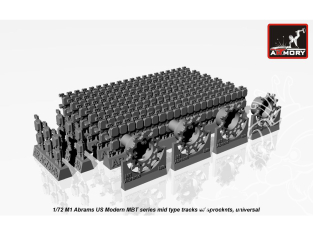 Armory Models kit d'amélioration AC7334b M1 Abrams milieu de production chenilles (dents pleines) avec barbotins 1/72