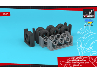 Armory Models kit d'amélioration AC7335 Roues KrAZ-255 avec pneus affaissés VI-3 1/72