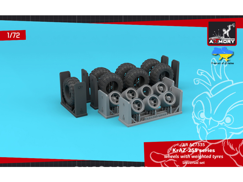 Armory Models kit d'amélioration AC7335 Roues KrAZ-255 avec pneus affaissés VI-3 1/72