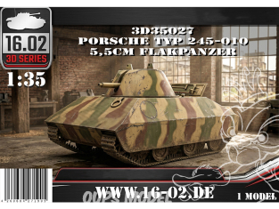 16.02 maquette militaire VK-3D35027 Porsche Type 245-010 5,5cm Flakpanzer 1/35