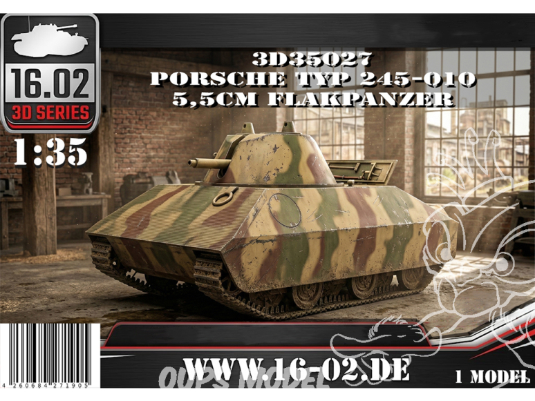 16.02 maquette militaire VK-3D35027 Porsche Type 245-010 5,5cm Flakpanzer 1/35
