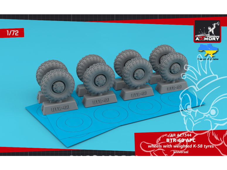 Armory Models kit d'amélioration AC7344 Roues BTR-60 APC avec pneus affaissés K-58 1/72