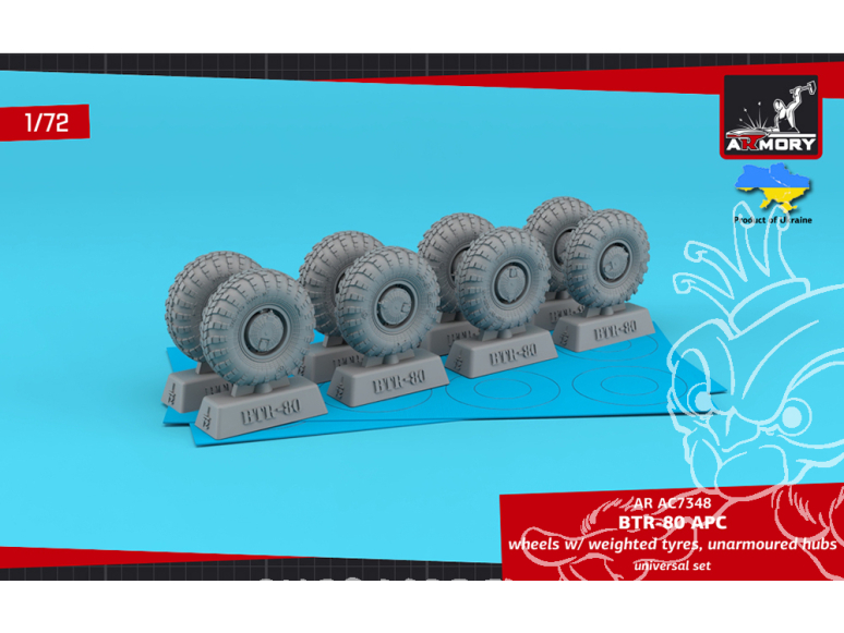 Armory Models kit d'amélioration AC7348 Roues BTR-80 APC avec pneus affaissés Ki-80N 1/72