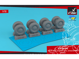 Armory Models kit d'amélioration AC7350 Roues BTR-80 APC avec pneus affaissés Ki-80N et moyeux blindés 1/72