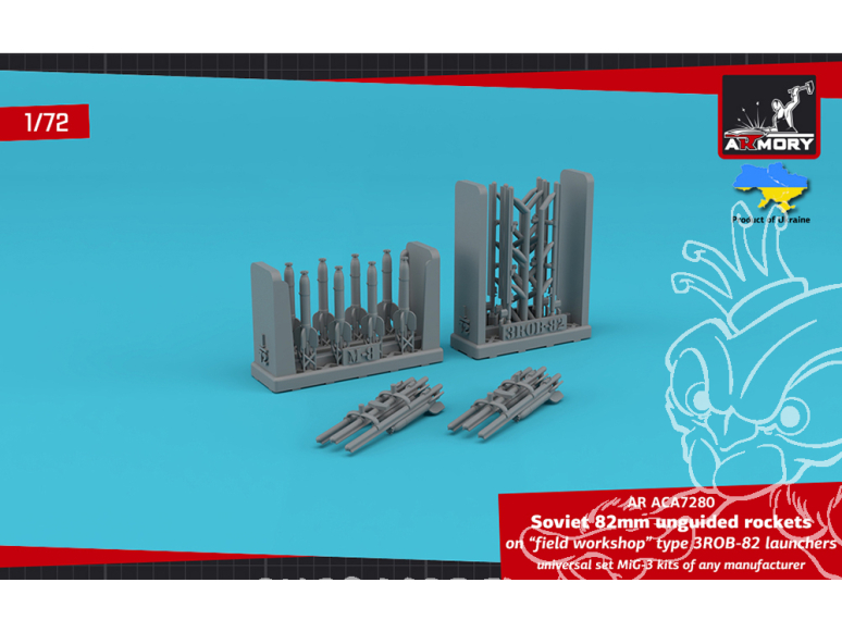 Armory Models kit d'amélioration avion ACA7280 82mm M-8 Roquettes non guidées sur lanceurs 3ROB-82 atelier de campagne 1/72