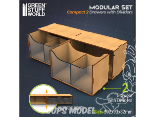 Green Stuff 6784 Organisateur Présentoir horizontal compact avec 2 tiroirs doubles