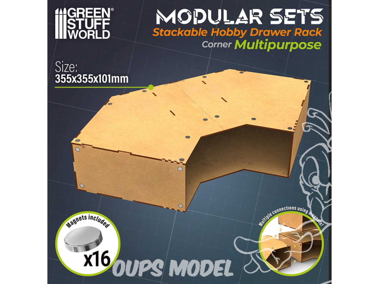 Green Stuff 6714 Organisateur Module d’angle de rangement empilable vide