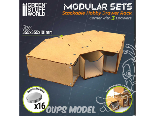 Green Stuff 6713 Organisateur Module d’angle de rangement empilable avec 3 tiroirs