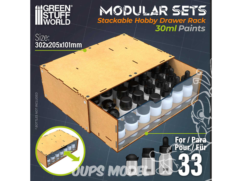 Green Stuff 6693 Organisateur Module de rangement pour peintures 30 ml empilable et aimanté