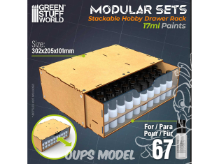 Green Stuff 6692 Organisateur Module de rangement pour peintures 17 ml empilable et aimanté