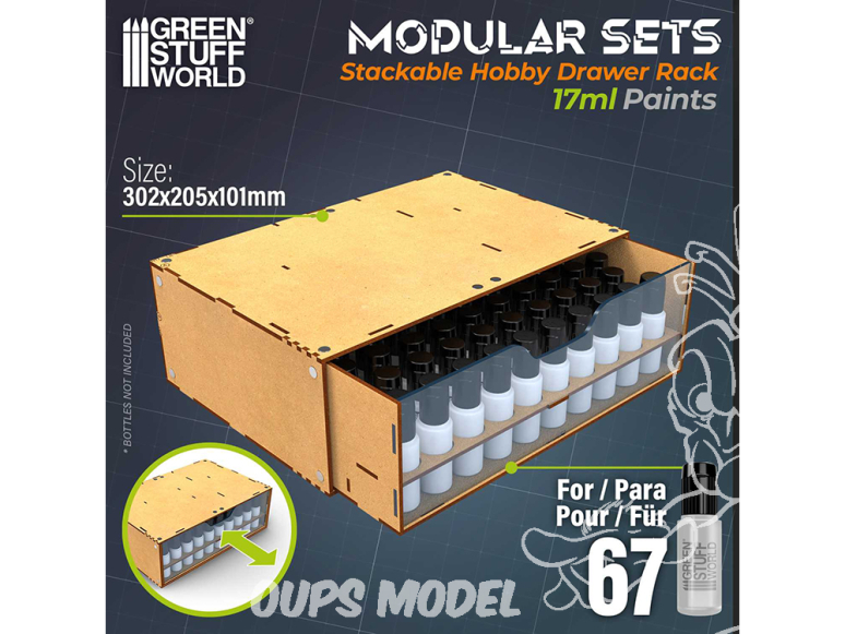 Green Stuff 6692 Organisateur Module de rangement pour peintures 17 ml empilable et aimanté