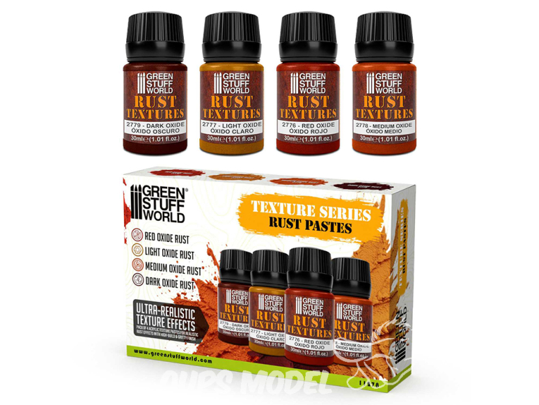 Green Stuff 11278 Set de textures rouillées 30ml 4 pots