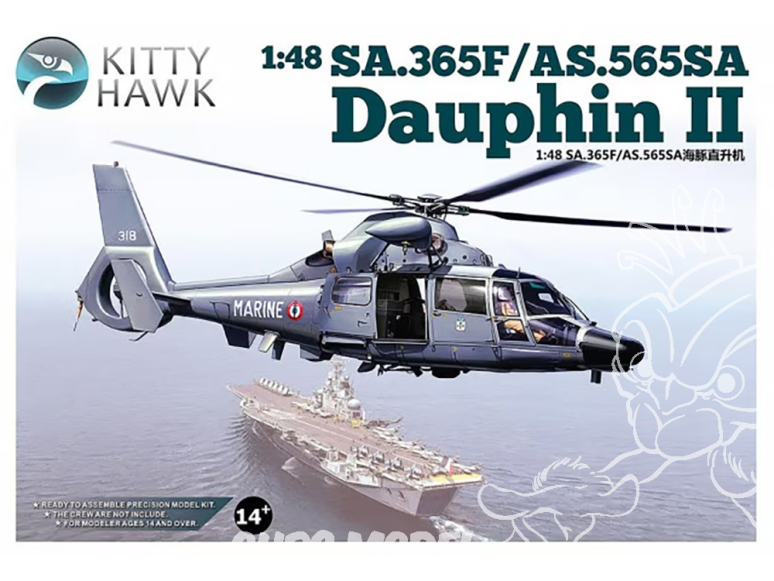 Kitty Hawk maquette helicoptere 80108 Sa 365F.1 DAUPHIN II Marine Nationale 2005 1.48