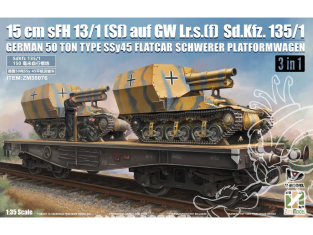 ZimiModel maquette militaire ZM35076 15cm sFH 13/1 (Sf) auf Gw Lrs.(f ) w/SSy45 flatcar 3en1 1/35