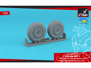 Armory Models kit d'amélioration avion AW32018 Roues principales MiG-3 pneus affaissés route 1/32