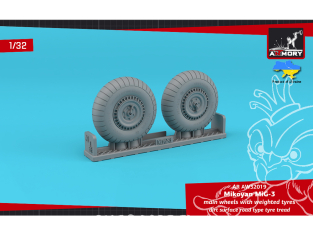 Armory Models kit d'amélioration avion AW32019 Roues principales MiG-3 pneus affaissés hors route 1/32