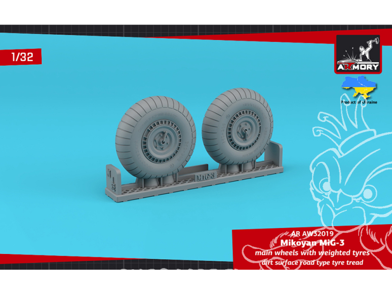 Armory Models kit d'amélioration avion AW32019 Roues principales MiG-3 pneus affaissés hors route 1/32