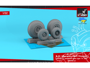 Armory Models kit d'amélioration avion AW3213 Roues B-24 Liberator / PB4Y Privateer pneus affaissés type A (GY) 1/32
