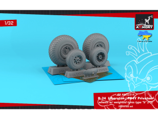 Armory Models kit d'amélioration avion AW3214 Roues B-24 Liberator / PB4Y Privateer pneus affaissés type B (FS) 1/32