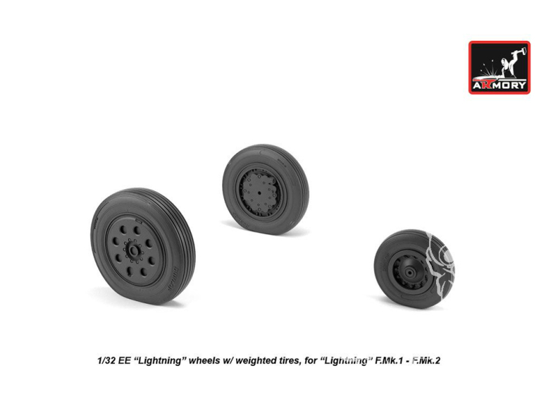 Armory Models kit d'amélioration avion AW32401 Roues EE Lightning early avec pneus affaissés 1/32