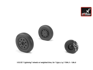 Armory Models kit d'amélioration avion AW32402 Roues EE Lightning late avec pneus affaissés 1/32