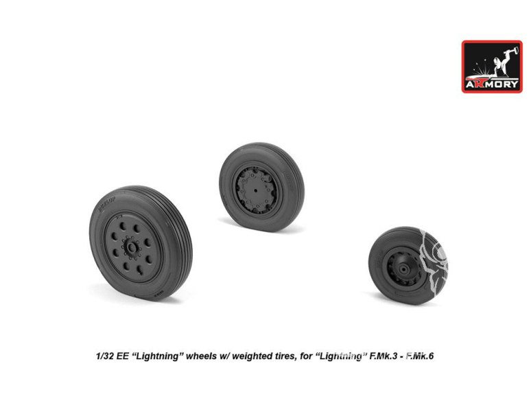 Armory Models kit d'amélioration avion AW32402 Roues EE Lightning late avec pneus affaissés 1/32