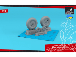 Armory Models kit d'amélioration avion AW32406 Roues Supermarine Spitfire pneus affaissés lisses et moyeux couvert 1/32