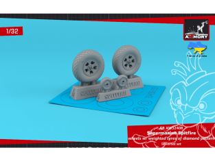 Armory Models kit d'amélioration avion AW32408 Roues Supermarine Spitfire pneus affaissés en losange et moyeux 5 branches 1/32