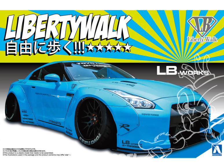 Aoshima maquette voiture 20231 Nissan GT-R R35 Liberty Walk LB WORKS Ver.1 1/24