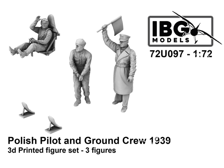 IBG maquette avion 72U097 Pilote et personnel au sol polonais en 1939 1/72