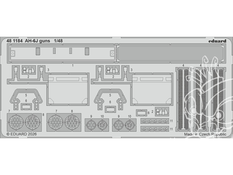 EDUARD photodecoupe avion 481184 AH-6J Guns Icm 1/48
